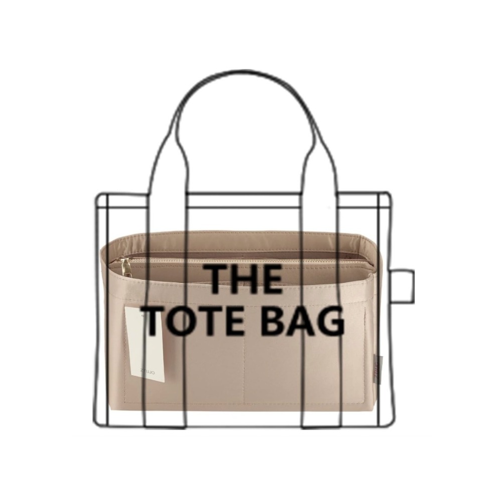 Purse Organizer Insert for Neverful Tote Handbags Silky Beige Zipper Pockets‎